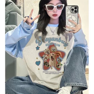 Y2K Aesthetic Graphic T-Shirt: Fall Korean Fashion Long Sleeve Tee with Vintage Vibes