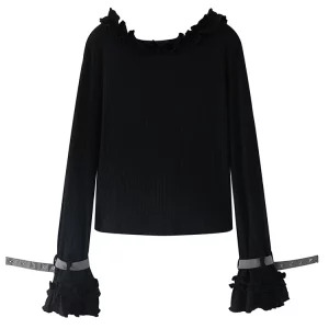 Y2K Aesthetic Grunge Cardigan: Harajuku Gothic Knit Top with Designer Embroidery