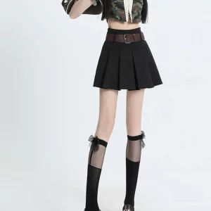 Y2K Aesthetic High Waist A-line Mini Skirt - Preppy Style Harajuku Fashion Gyaru Grunge