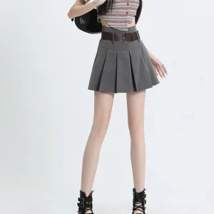 Y2K Aesthetic High Waist A-line Mini Skirt - Preppy Style Harajuku Fashion Gyaru Grunge