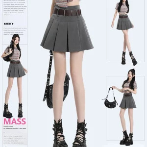 Y2K Aesthetic High Waist A-line Mini Skirt - Preppy Style Harajuku Fashion Gyaru Grunge