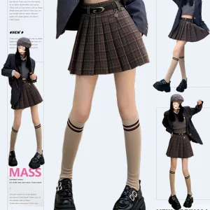 Y2K Aesthetic High Waist Plaid Mini Skirt with Belt - Vintage American Summer Streetwear