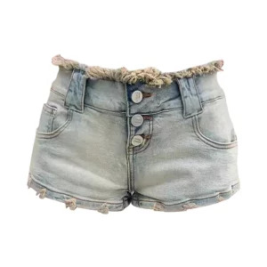 Y2K Aesthetic Japanese Denim Hot Pants - Low Rise Jean Shorts for Women