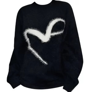 Y2K Aesthetic Mohair Jumper - Oversized Dark Academia Sweater