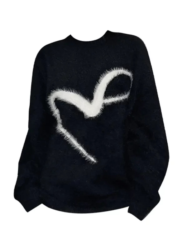 Y2K Aesthetic Mohair Jumper - Oversized Dark Academia Sweater