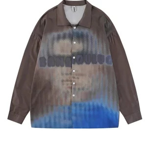 Y2K Aesthetic Oversize Graphic Tie Dye Shirt - Vintage Fall/Winter Japanese Fashion