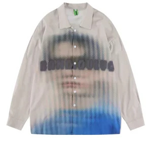 Y2K Aesthetic Oversize Graphic Tie Dye Shirt - Vintage Fall/Winter Japanese Fashion