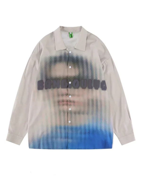 Y2K Aesthetic Oversize Graphic Tie Dye Shirt - Vintage Fall/Winter Japanese Fashion