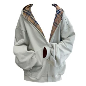 Y2K Aesthetic Oversized Hoodie - Vintage Full Zip Sweatshirt for Women