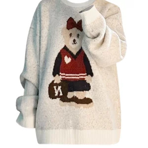 Y2K Aesthetic Oversized Sweater with Cartoon Embroidery