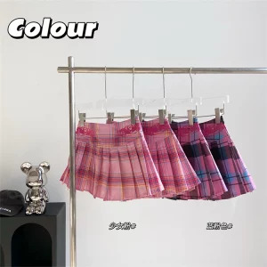 Y2K Aesthetic Pink Plaid Mini Skirt - Japanese Fashion for Women