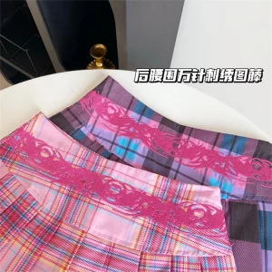 Y2K Aesthetic Pink Plaid Mini Skirt - Japanese Fashion for Women