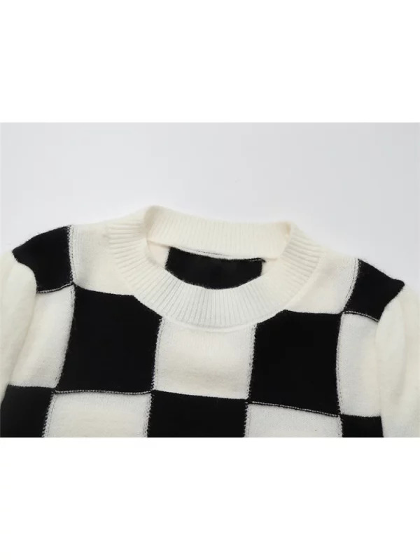 Y2K Aesthetic Plaid Jumper: Vintage Cropped Sweater for Women