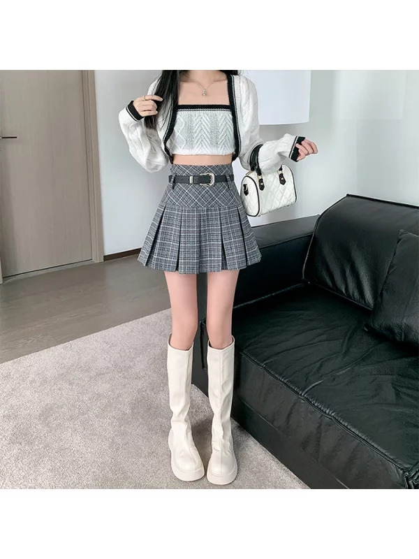 Y2K Aesthetic Plaid Mini Skirt - Summer Women's Preppy Style - Japanese Fashion - High Waist A-line