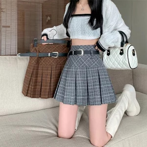 Y2K Aesthetic Plaid Mini Skirt - Summer Women's Preppy Style - Japanese Fashion - High Waist A-line