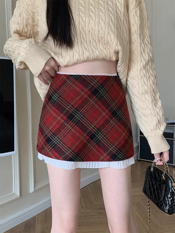 Y2K Aesthetic Plaid Mini Skirt - Vintage 90s Grunge Style for Women