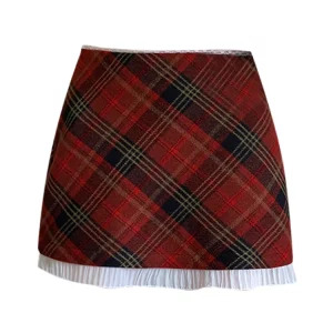 Y2K Aesthetic Plaid Mini Skirt - Vintage 90s Grunge Style for Women