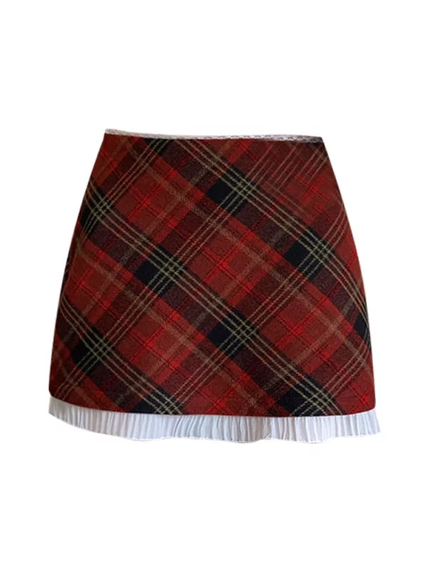 Y2K Aesthetic Plaid Mini Skirt - Vintage 90s Grunge Style for Women