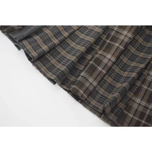 Y2K Aesthetic Plaid Mini Skirt with Belt - Korean Preppy Style Gyaru Harajuku Fashion Streetwear