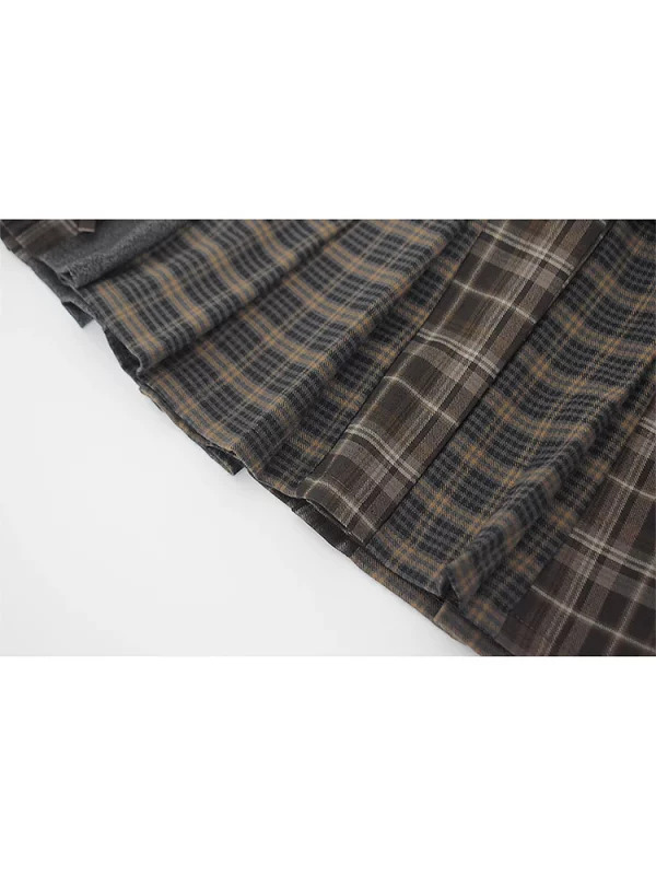 Y2K Aesthetic Plaid Mini Skirt with Belt - Korean Preppy Style Gyaru Harajuku Fashion Streetwear