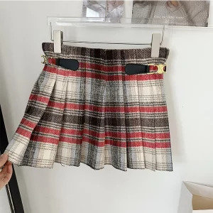 Y2K Aesthetic Plaid Pleated Skirt - Vintage High Waist Mini for Women