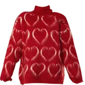 Y2K Aesthetic Red Turtleneck Sweater - Oversized Knitwear for Women