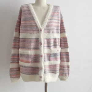 Y2K Aesthetic Striped Cardigan Sweater - Vintage Korean Style