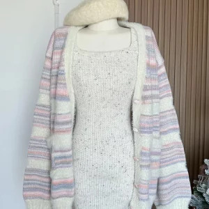 Y2K Aesthetic Striped Cardigan Sweater - Vintage Korean Style