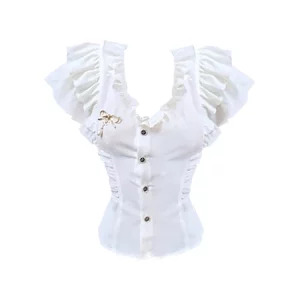 Y2K Aesthetic Summer Women's Vintage Crop Top - French Mori Girl Style Blouse