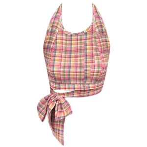 Y2K Aesthetic Tank Top: Plaid Halter Design - Coquette Gyaru Vintage - Cute Sexy Mori Girl French