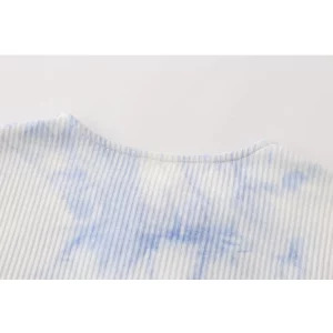 Y2K Aesthetic Tie Dye Crop Top - Vintage Harajuku Style with Lace-Up Detail