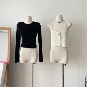 Y2K Aesthetic Two-Piece Set: Crop Top & Knit Camisole - Vintage Korean Fashion