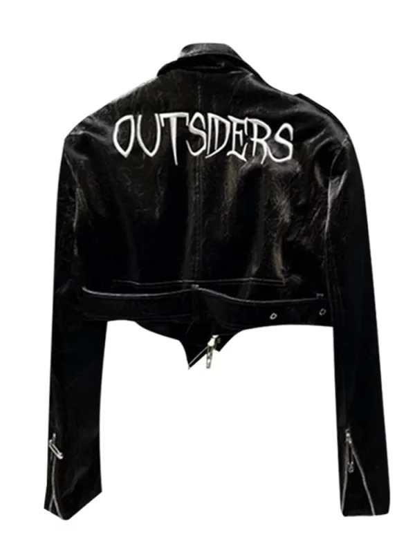 Y2K Aesthetic Vintage Cropped Leather Racer Jacket - Autumn Winter Outwear