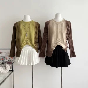 Y2K Aesthetic Vintage Gradient Harajuku Sweater - Long Sleeve Knitwear