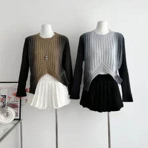 Y2K Aesthetic Vintage Gradient Harajuku Sweater - Long Sleeve Knitwear