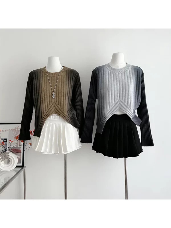 Y2K Aesthetic Vintage Gradient Harajuku Sweater - Long Sleeve Knitwear