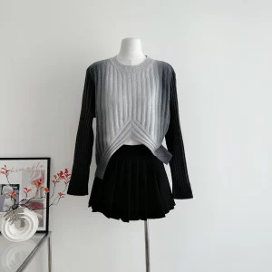 Y2K Aesthetic Vintage Gradient Harajuku Sweater - Long Sleeve Knitwear