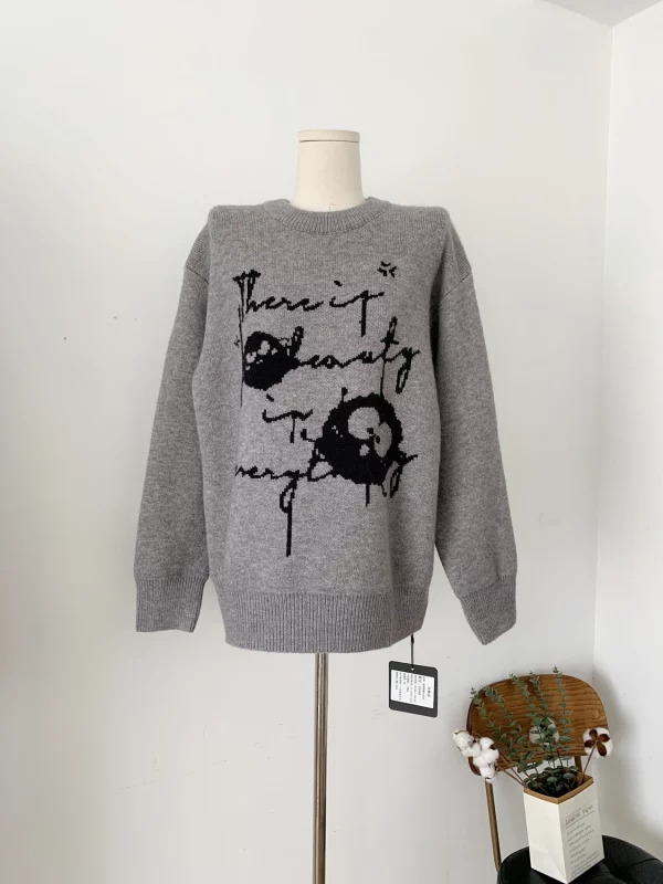 Y2K Aesthetic Vintage Oversize Sweater - Harajuku Grunge Long Sleeve Pullover