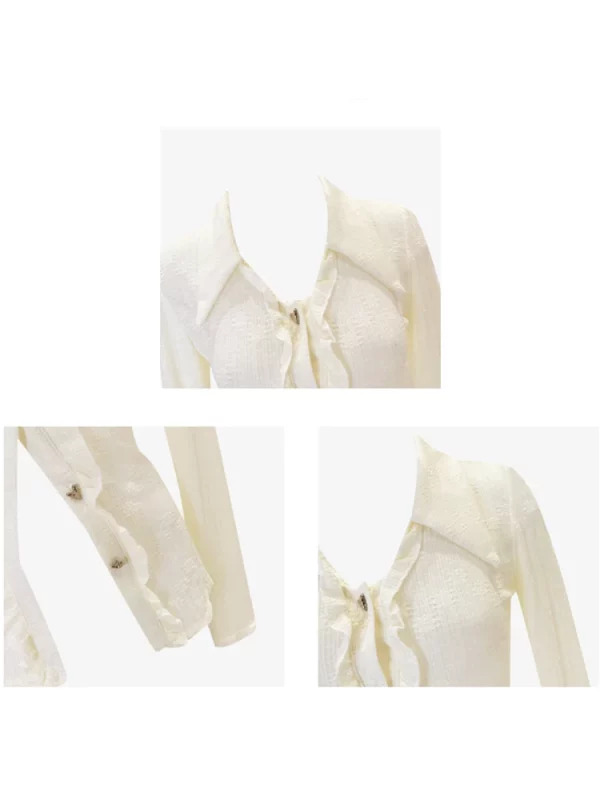 Y2K Aesthetic Vintage Ruffle Shirt - Korean Mori Girl Style