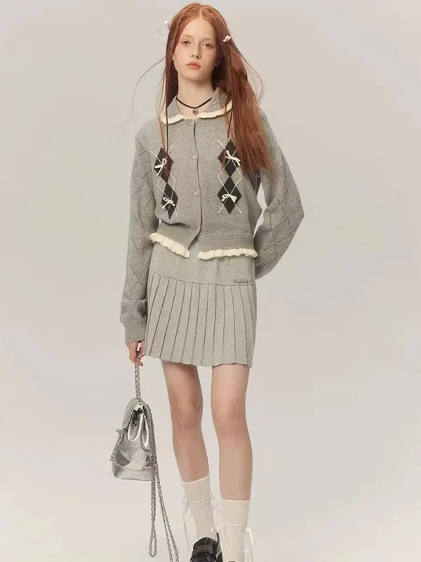 Y2K Aesthetic Vintage Sweater Cardigan - Korean Fashion for Women