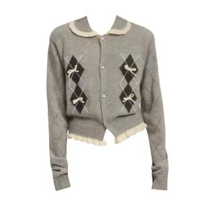 Y2K Aesthetic Vintage Sweater Cardigan - Korean Fashion for Women