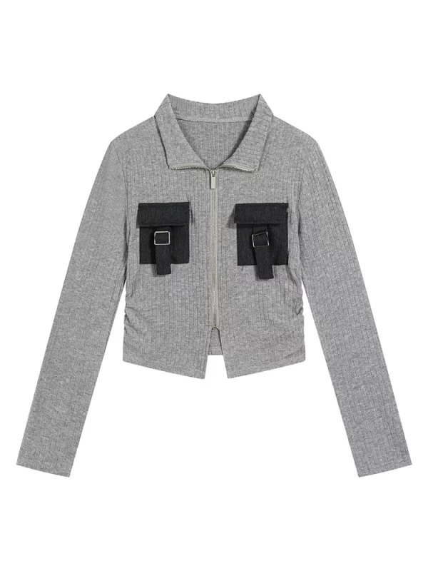 Y2K Aesthetic Zip Up Cardigan - Vintage Harajuku Style Sweater for Women