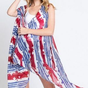 Y2K American Flag Kimono - Lightweight 4th of July Outfit, USA Flag Grunge Style