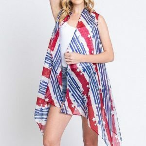 Y2K American Flag Kimono - Lightweight 4th of July Outfit, USA Flag Grunge Style