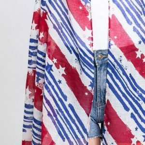 Y2K American Flag Kimono - Lightweight 4th of July Outfit, USA Flag Grunge Style