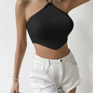 Y2K Backless Knit Crop Top - Sexy Spicy Tank for Retro 90s Fashion, Grunge, and Summer Outfits