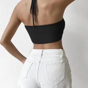 Y2K Backless Knit Crop Top - Sexy Spicy Tank for Retro 90s Fashion, Grunge, and Summer Outfits