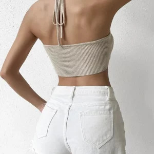 Y2K Backless Knit Crop Top - Sexy Spicy Tank for Retro 90s Fashion, Grunge, and Summer Outfits