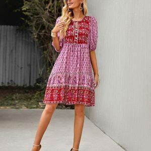 Y2K Bohemian Floral Dress - Summer Vacation, Backless, Chic, Stylish, Grunge, 90s Fashion