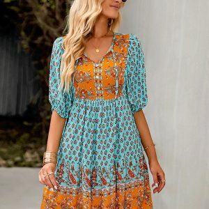 Y2K Bohemian Floral Dress - Summer Vacation, Backless, Chic, Stylish, Grunge, 90s Fashion